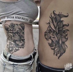 Tatuajes para parejas leones    